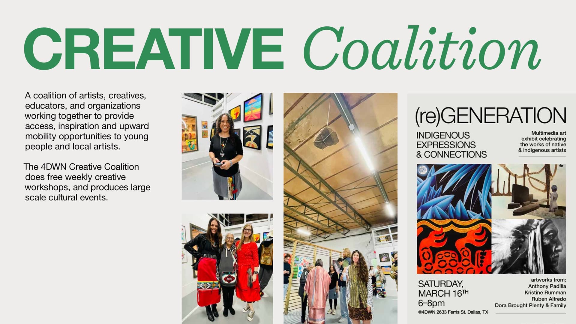 Creative Coalition exhibitions at 4DWN